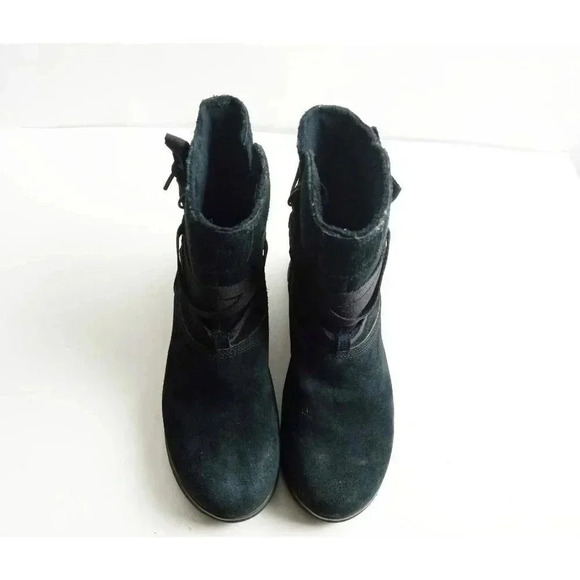 Timberland Womens Leighland Comfort Boots Black Leather Straps Ankle Slip On 8.5 - Picture 4 of 12